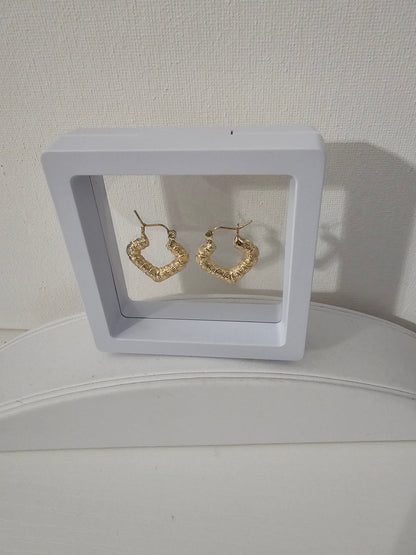 10k small heart bamboo hoops