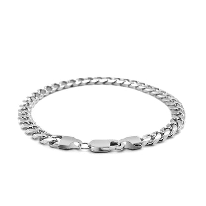 14k White Gold Solid Miami Cuban Bracelet (6.00 mm)