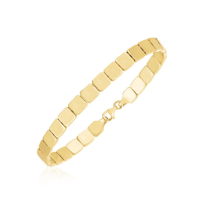 14k Yellow Gold High Polish Square Link Bracelet (6.00 mm)