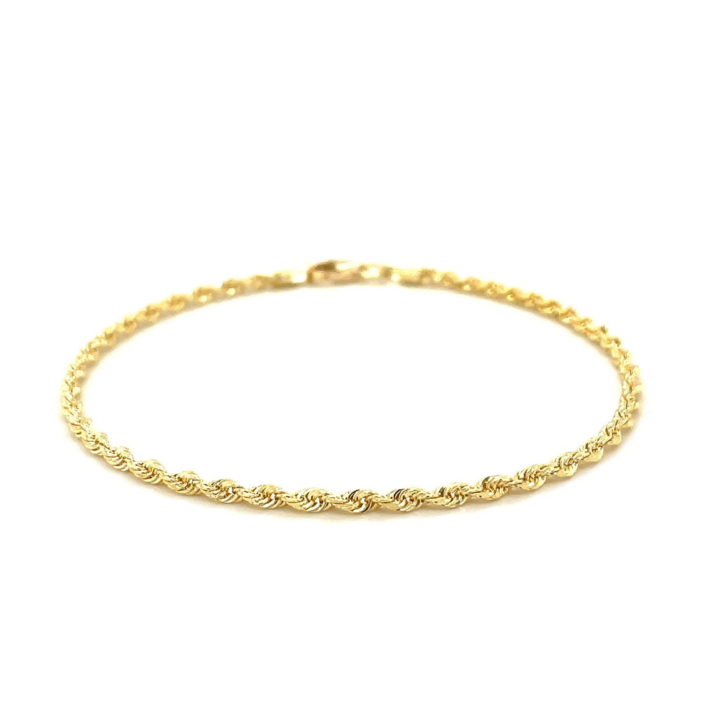 10k Yellow Gold Solid Diamond Cut Rope Bracelet (2.50 mm)