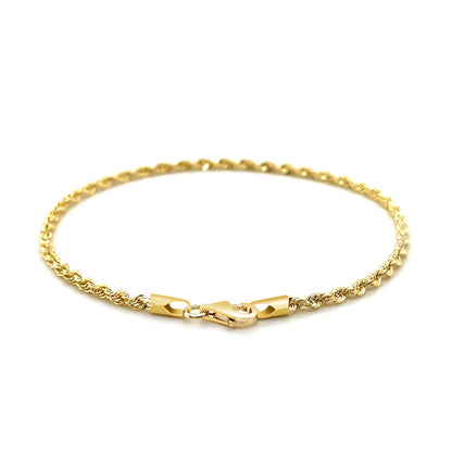 10k Yellow Gold Solid Diamond Cut Rope Bracelet (2.50 mm)