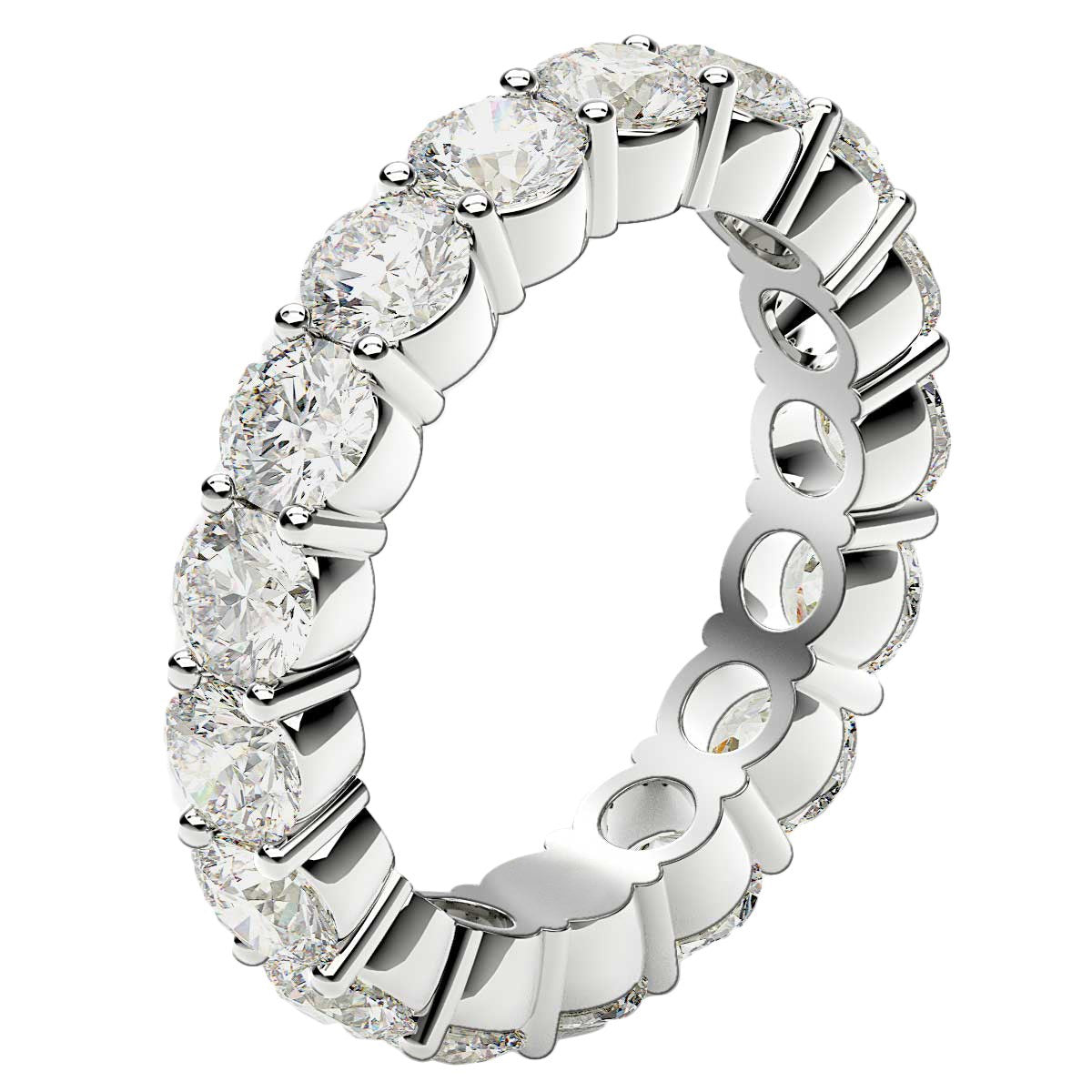 Round Cut Lab Grown Diamond Eternity Ring in 14k White Gold (3 cttw FG/VS2)