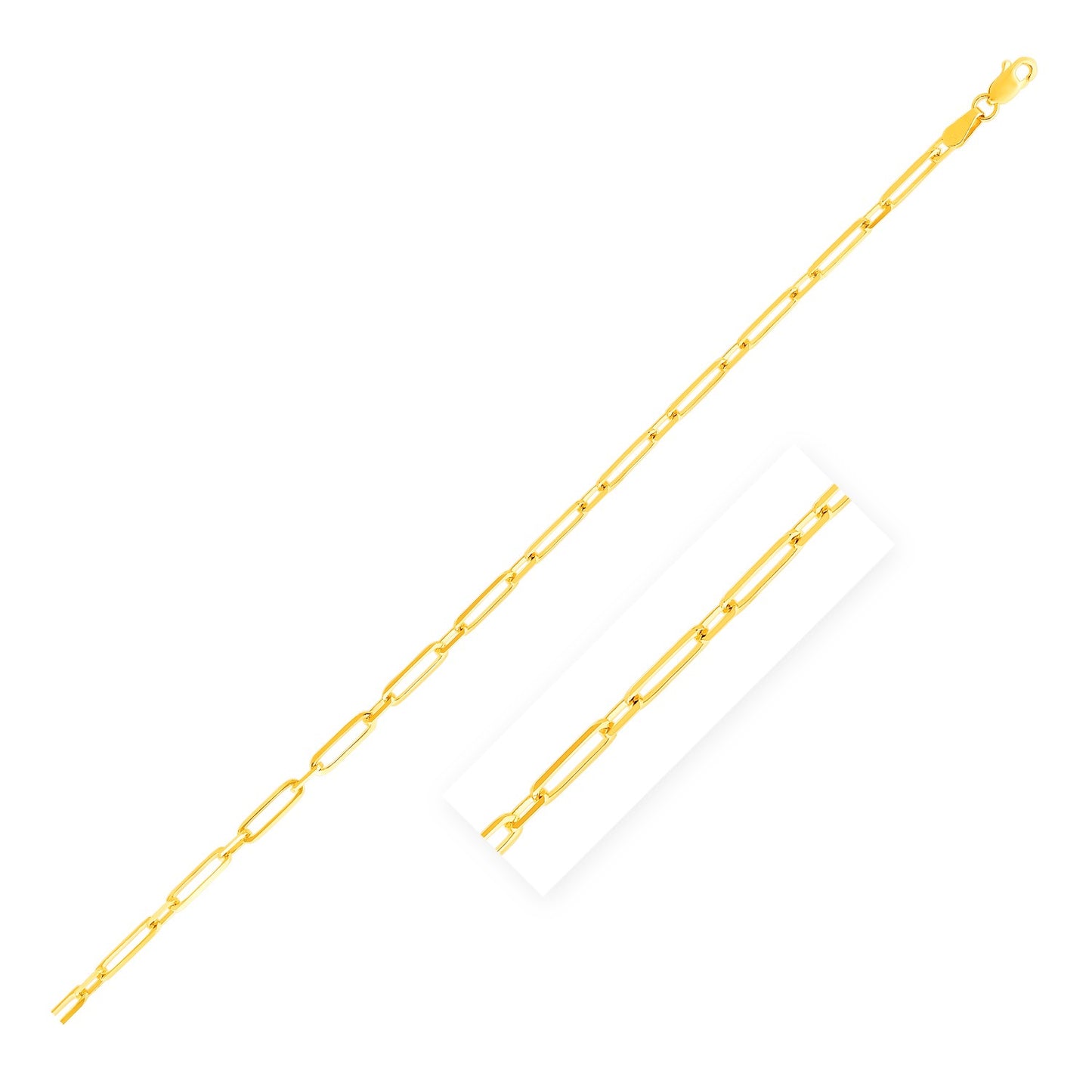 14k Yellow Gold Alternating Paperclip Bracelet  (2.80 mm)