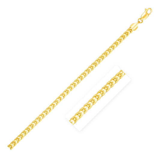 14k Yellow Gold Solid Diamond Cut Round Franco Bracelet (2.70 mm)