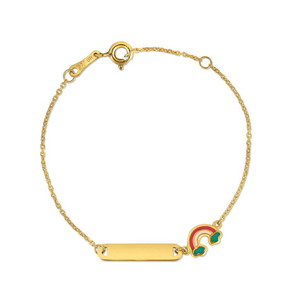 14k Yellow Gold Rainbow Childrens Bracelet (1.00 mm)