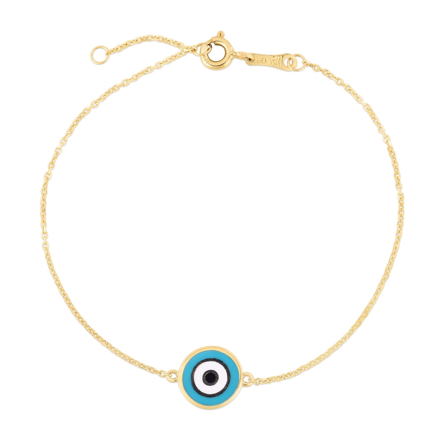 14k Yellow Gold Blue Evil Eye Bracelet (1.00 mm)