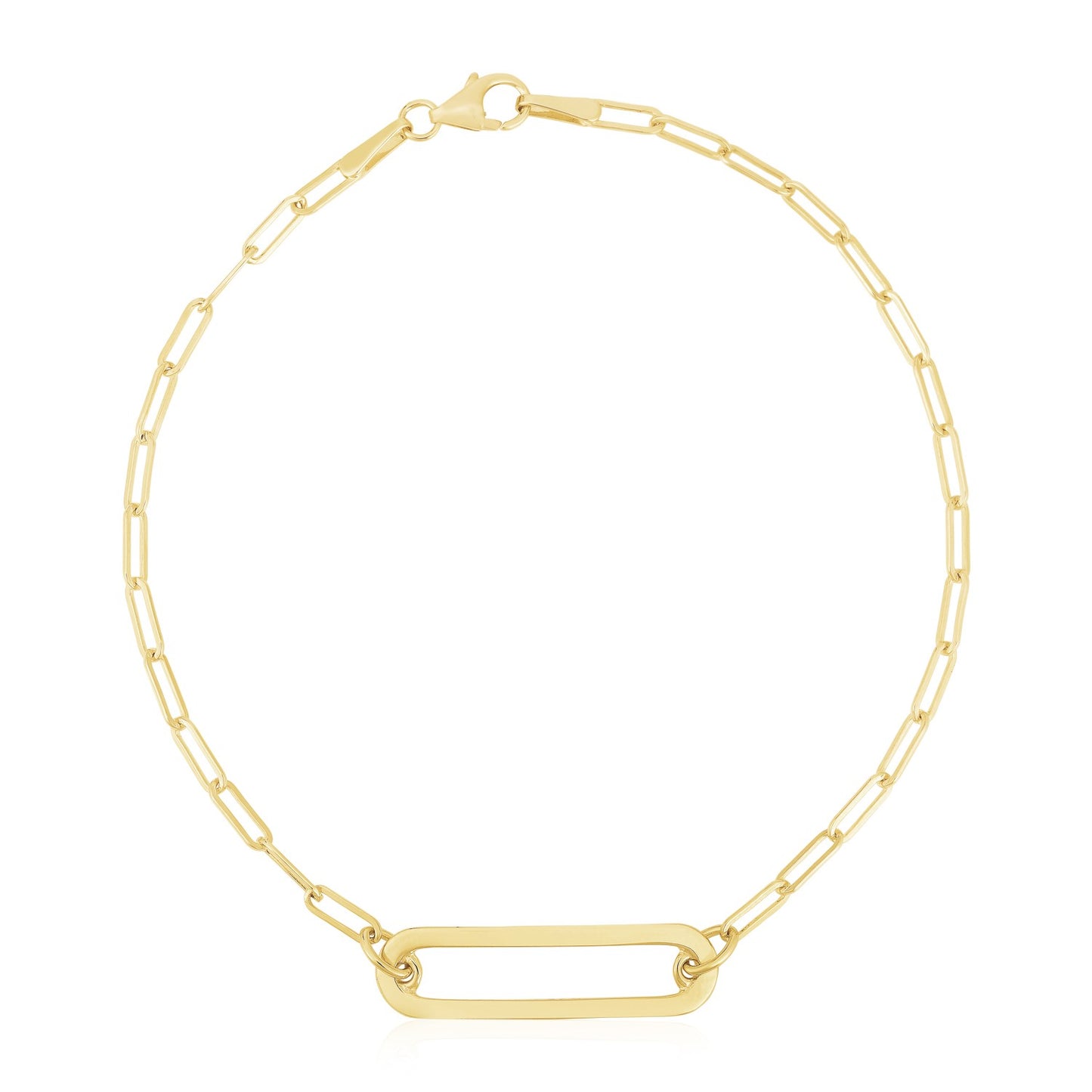 14k Yellow Gold High Polish Open Straight Paperclip Bracelet (2.10 mm)