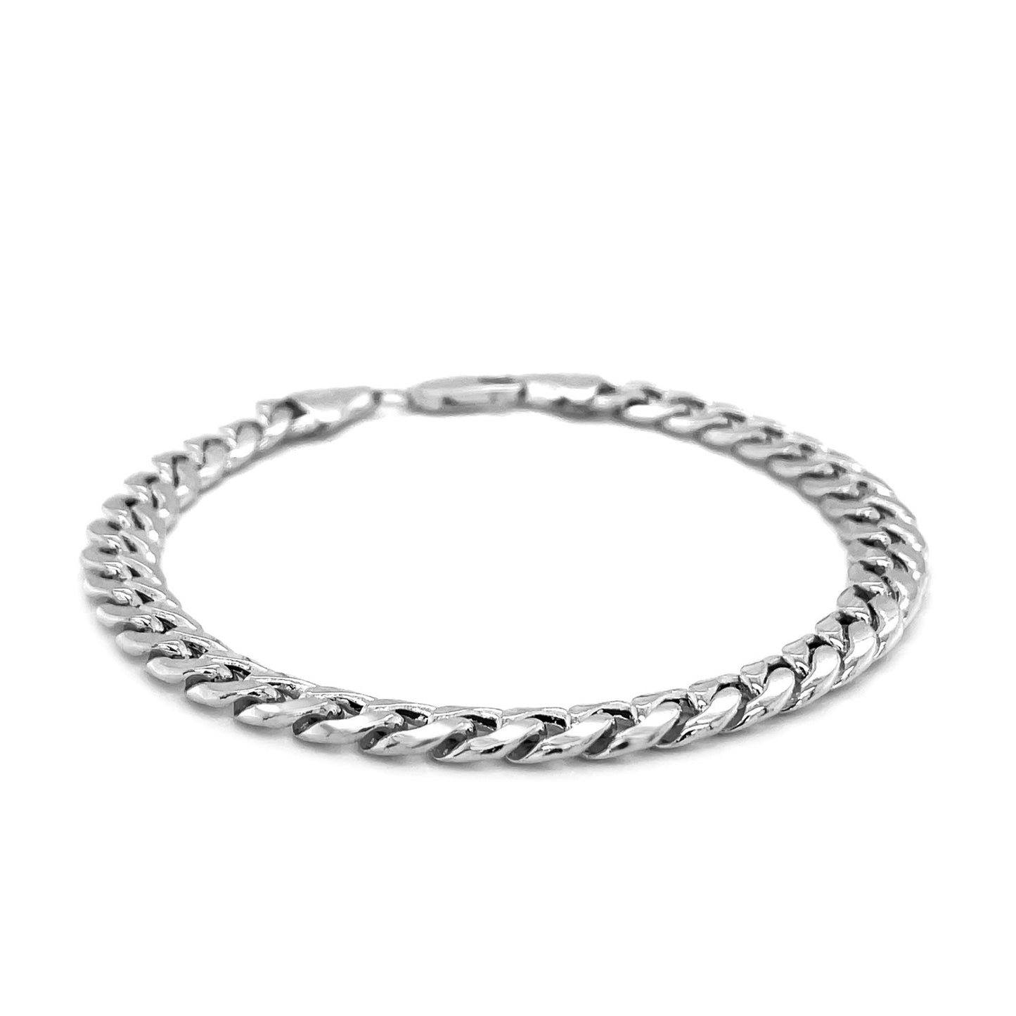 14k White Gold Miami Cuban Semi Solid Bracelet (7.00 mm)