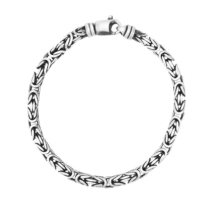 Sterling Silver Gunmetal Finish Byzantine Chain Bracelet (5.00 mm)