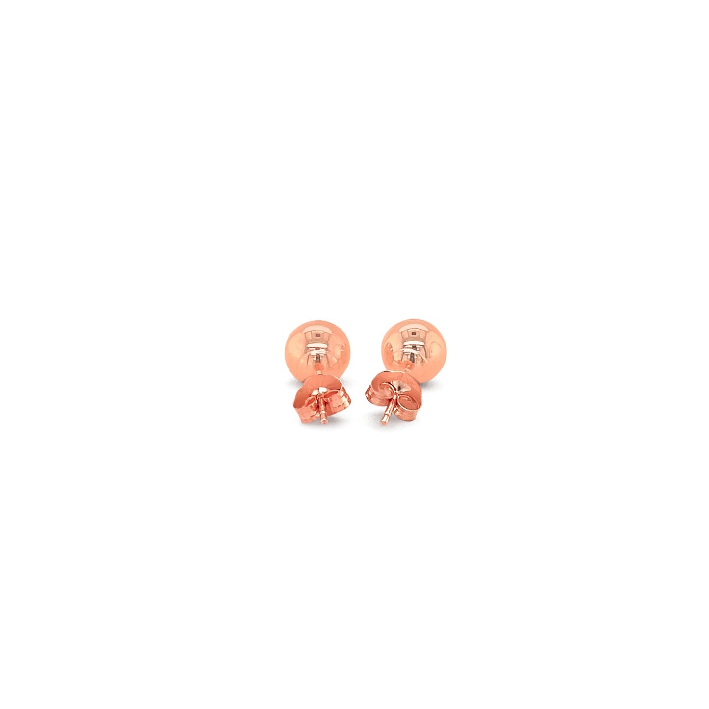 14k Rose Gold Classic Round Shape Stud Earrings (6mm)