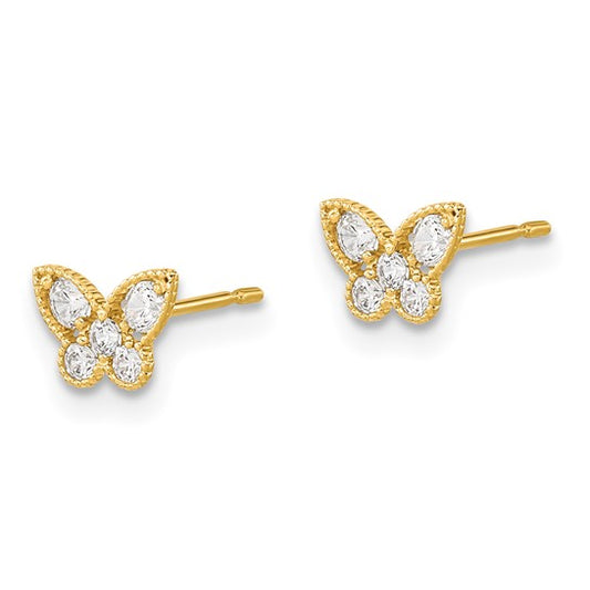 14k ETB CZ Butterfly Children Earrings