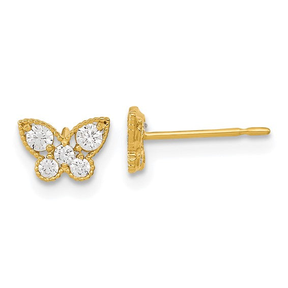 14k ETB CZ Butterfly Children Earrings