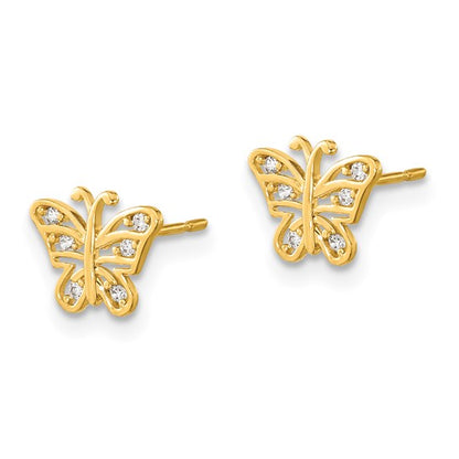 14k Madi K Children CZ Butterfly Post Earrings