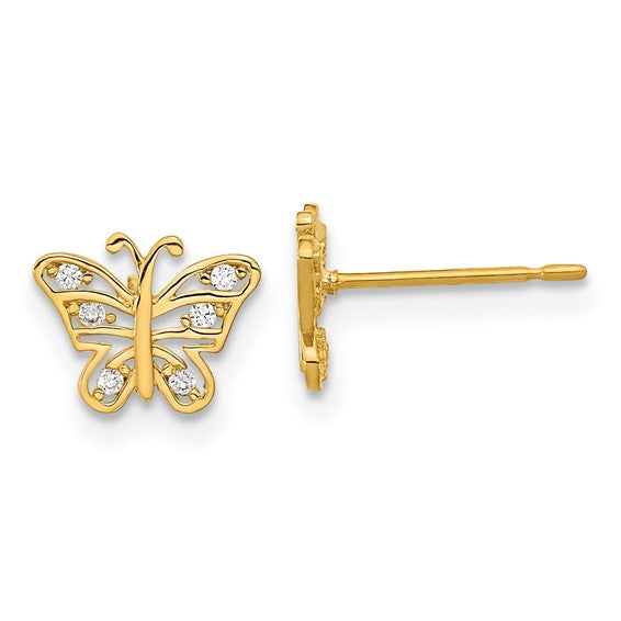 14k Madi K Children CZ Butterfly Post Earrings