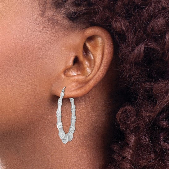 Sterling Silver .925 Bamboo Hoop Earrings