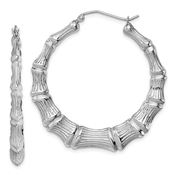 Sterling Silver .925 Bamboo Hoop Earrings