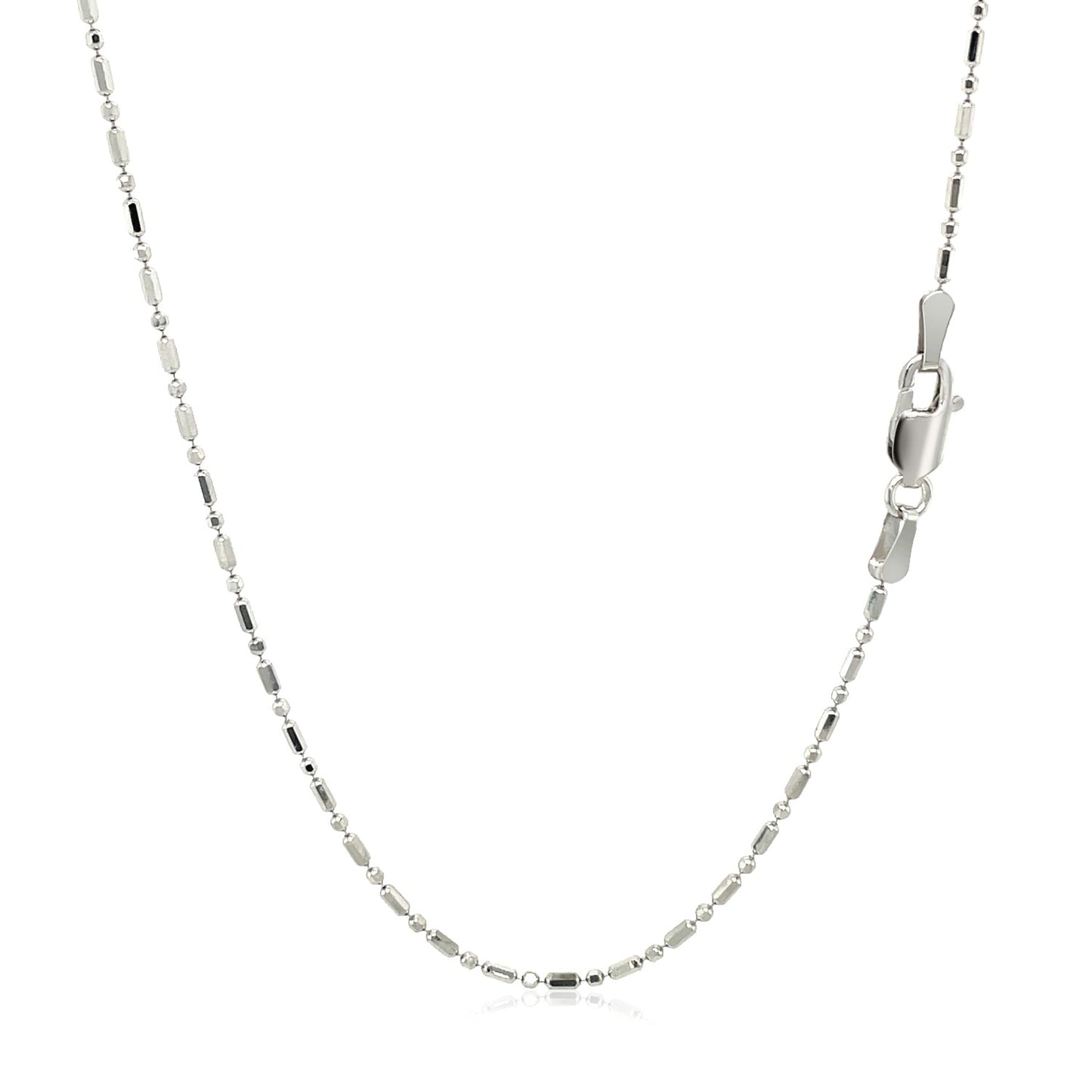 14k White Gold Diamond-Cut Alternating Bead Chain 1.2mm