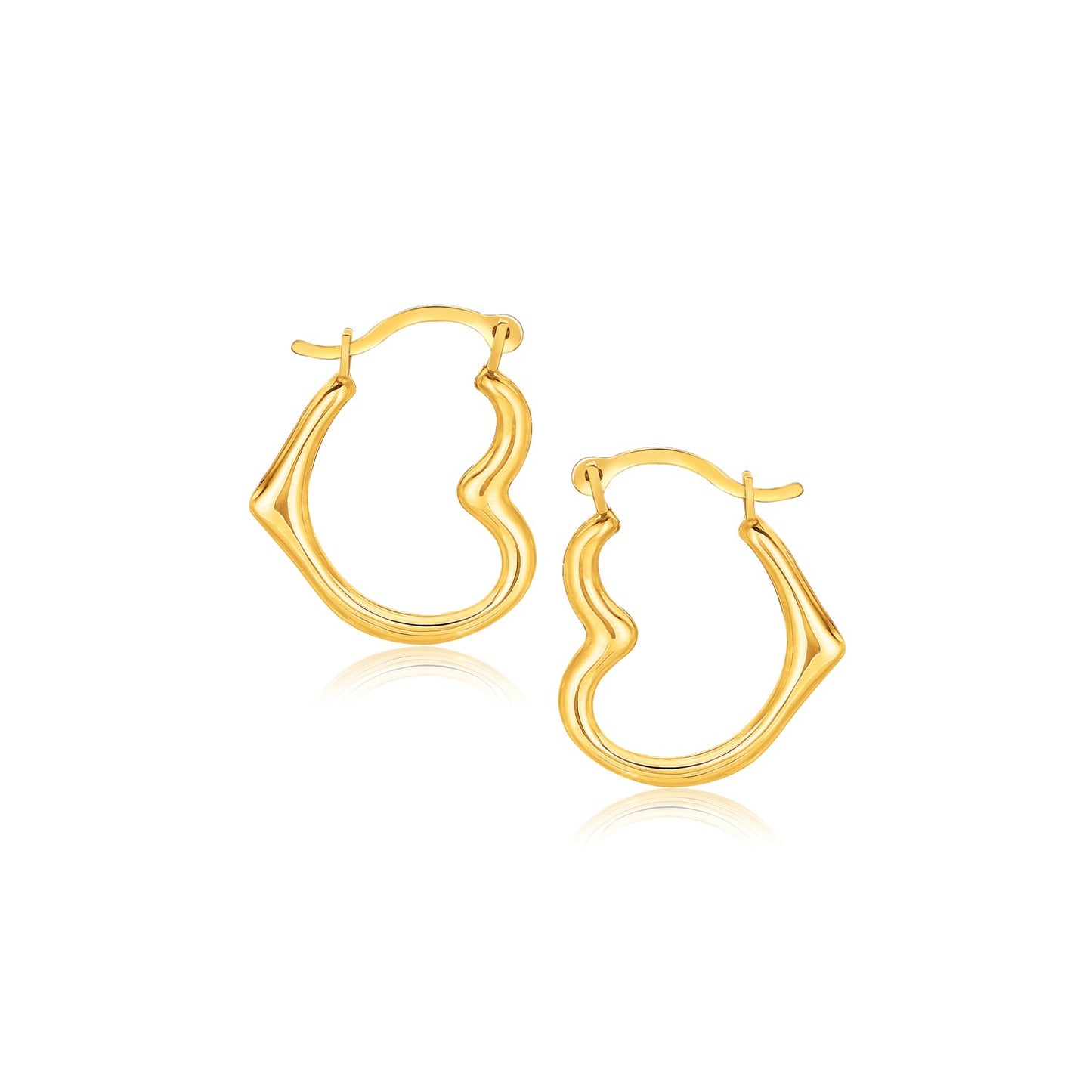 10k Yellow Gold Children Heart Hoop Earrings