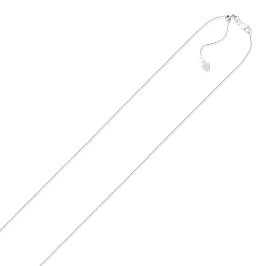 14k White Gold Adjustable Cable Chain 0.9mm