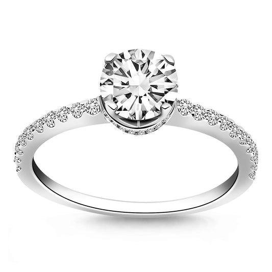 14k White Gold Diamond Collar Engagement Ring Mounting