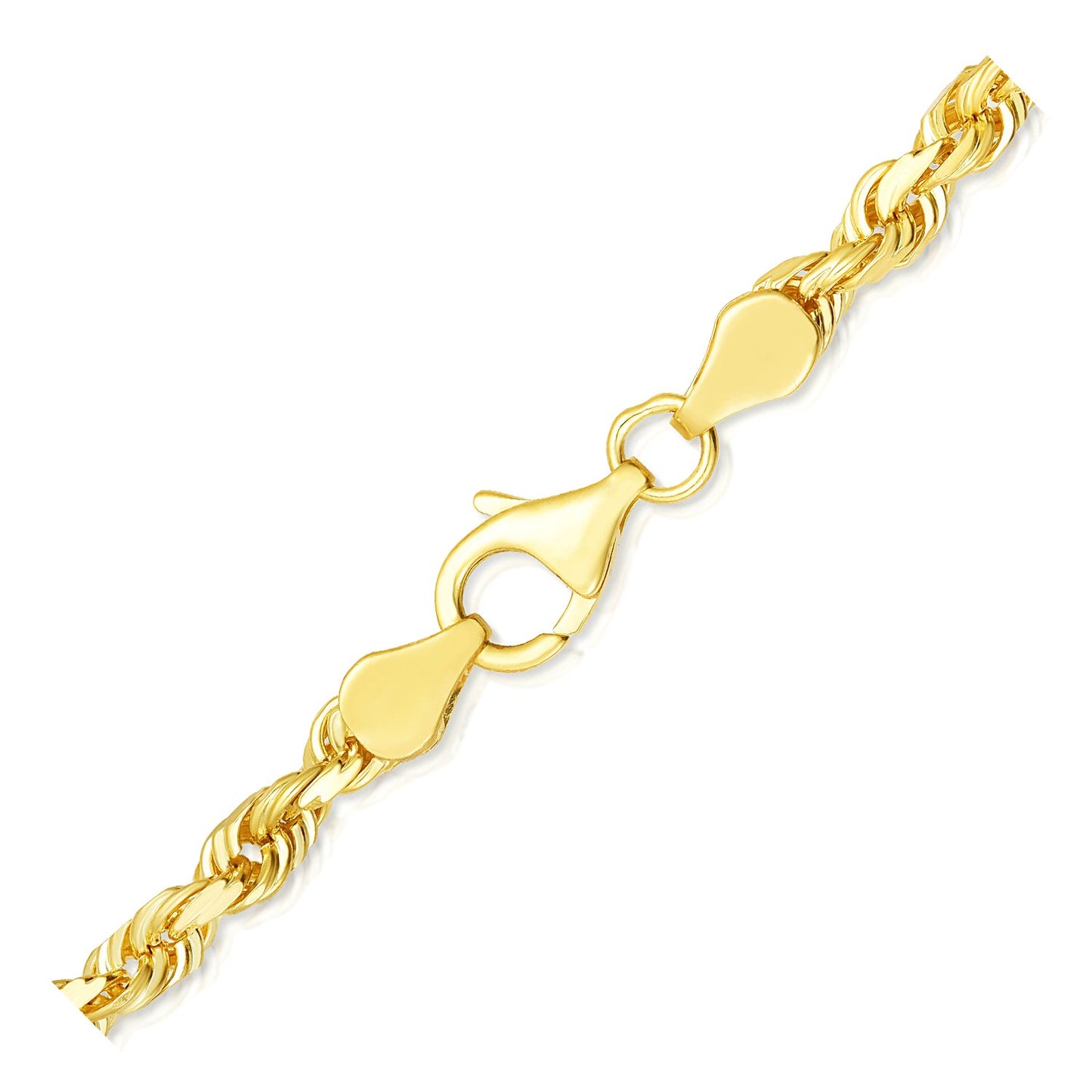 5.0mm 10k Yellow Gold Solid Diamond Cut Rope Chain