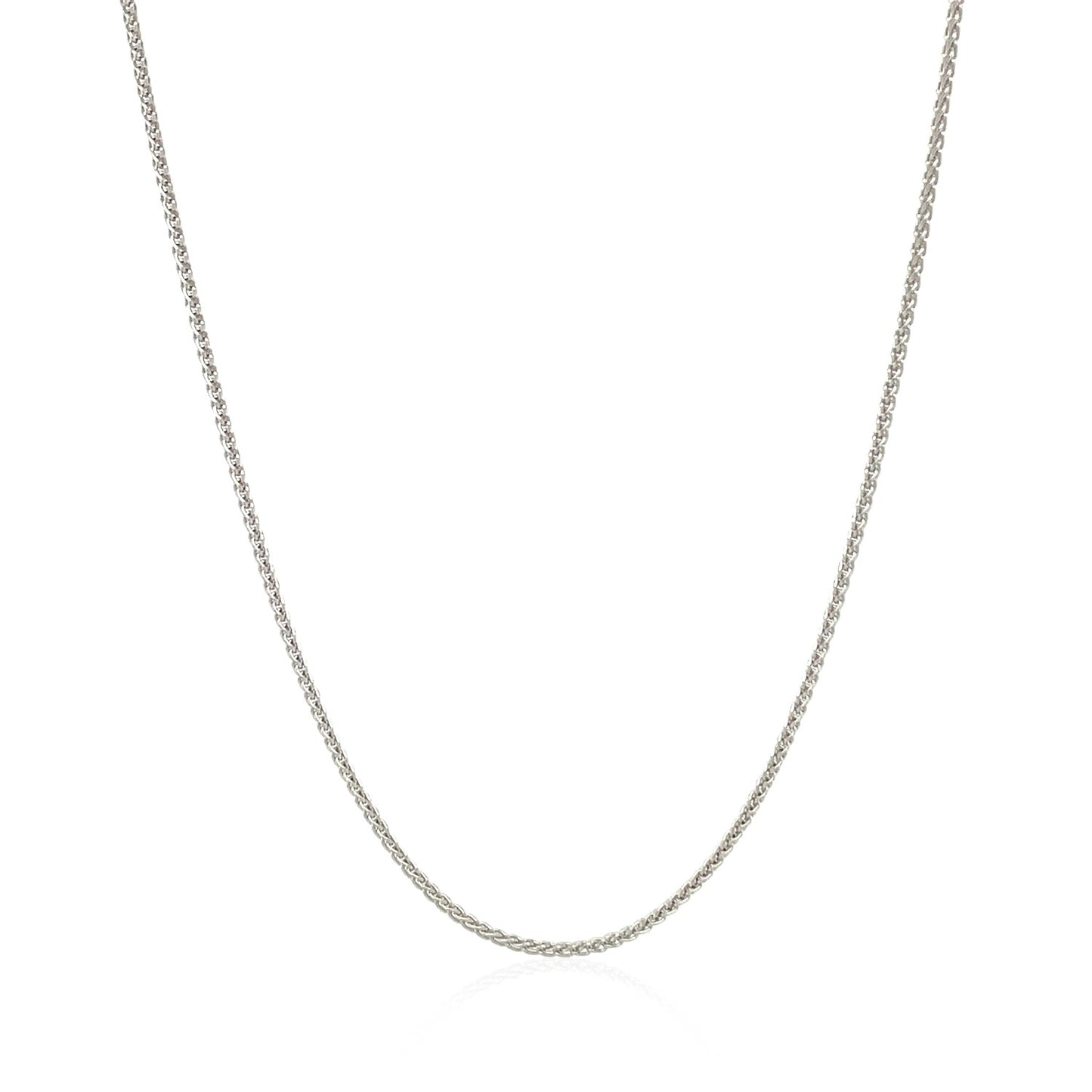 14k White Gold Round Wheat Chain 1.0mm