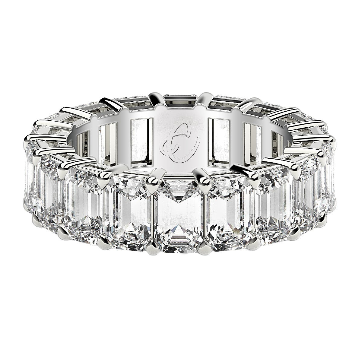 Emerald Cut Lab Grown Diamond Eternity Ring in 14k White Gold (8 cttw FG/VS2)