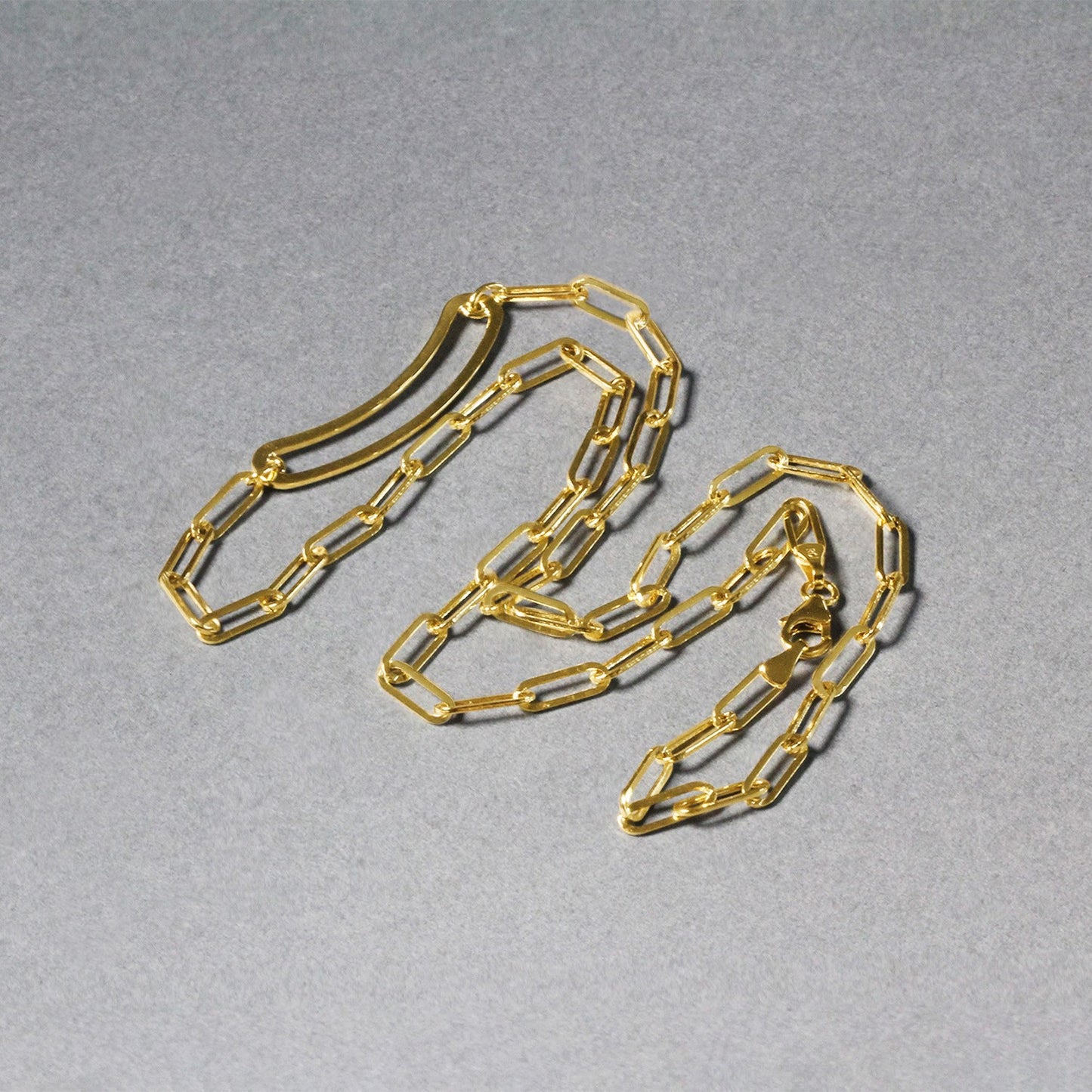 14k Yellow Gold High Polish Open Curved Paperclip Necklace