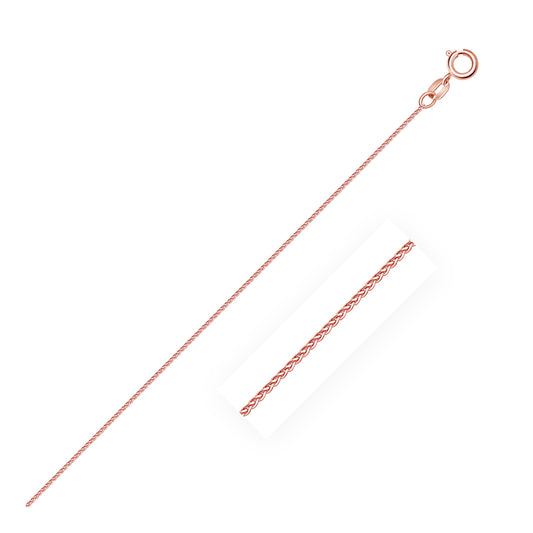 14k Rose Gold Diamond Cut Round Wheat Chain 0.6mm