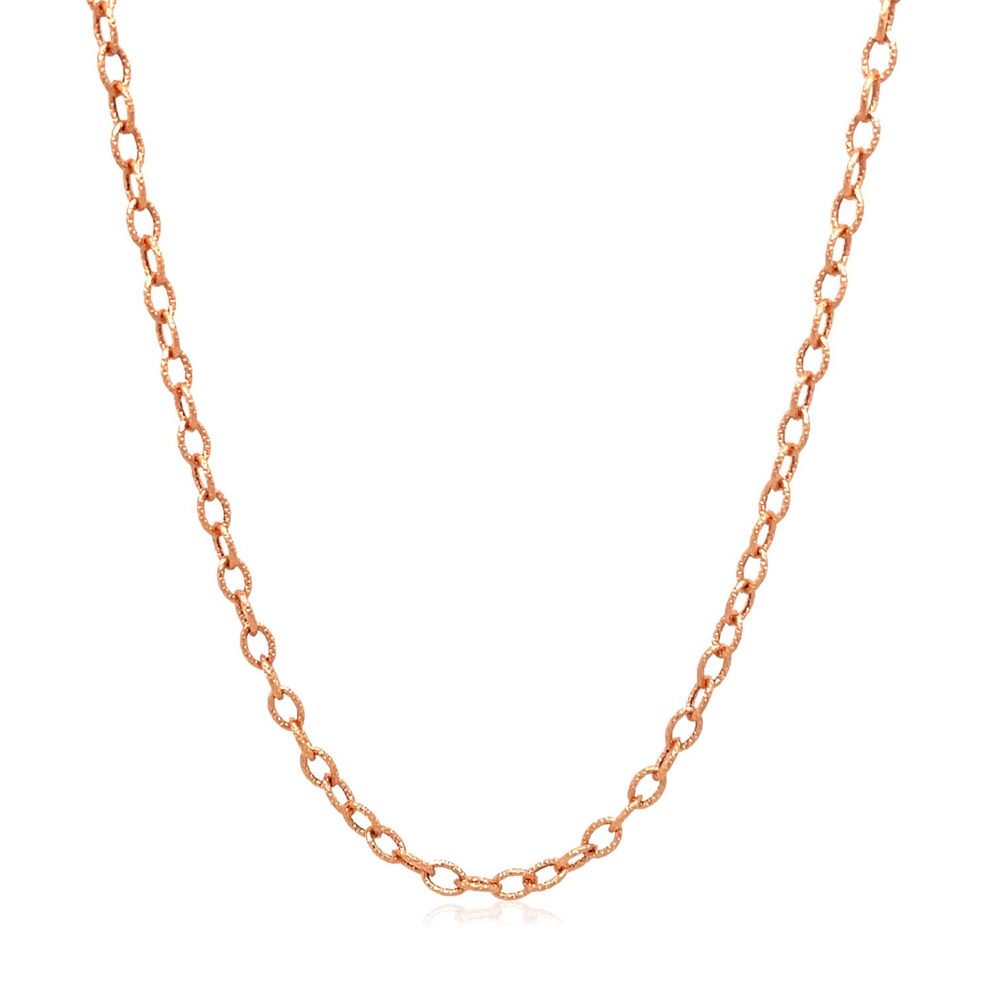 2.5mm 14k Rose Gold Pendant Chain with Textured Links