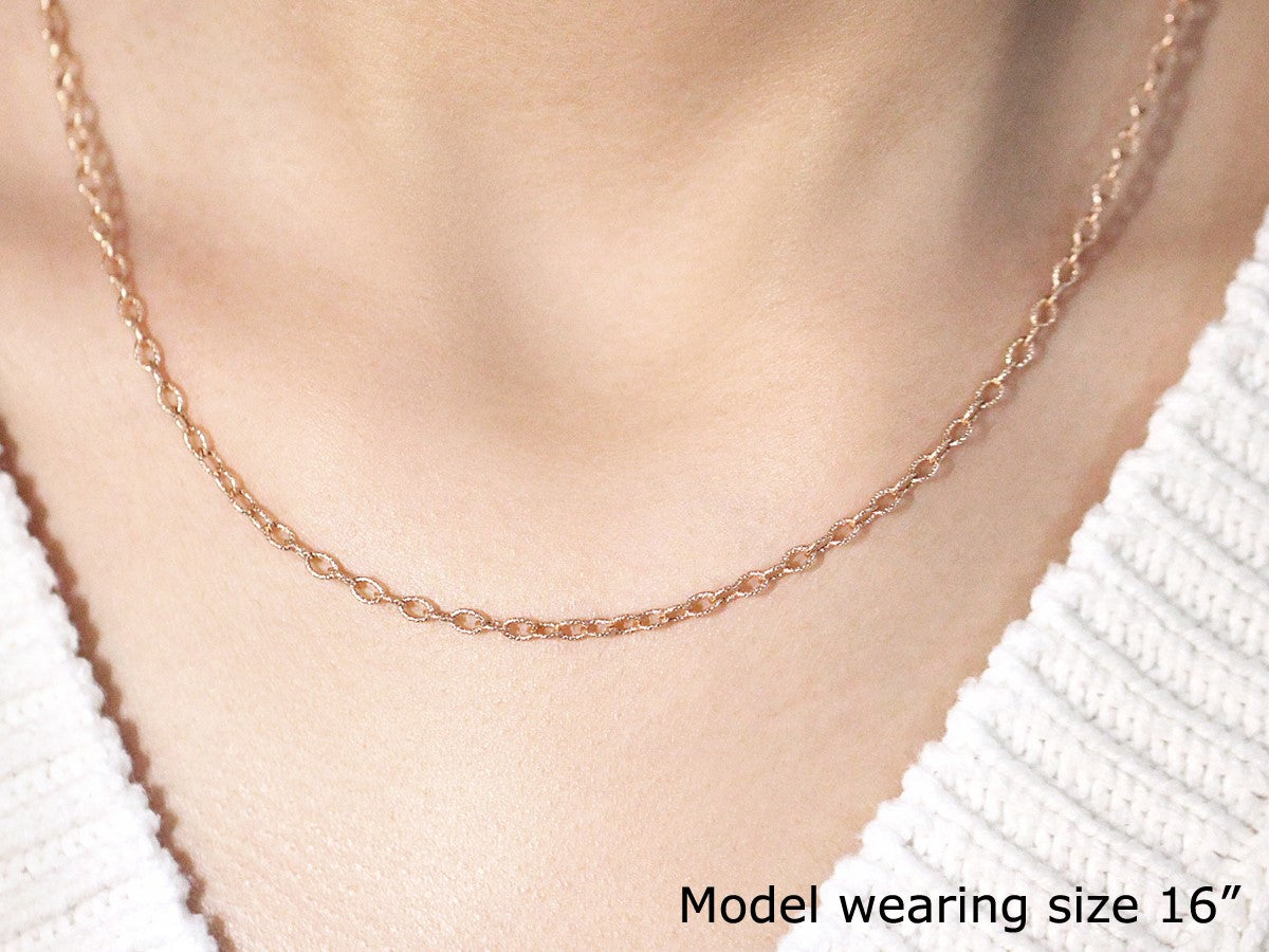 2.5mm 14k Rose Gold Pendant Chain with Textured Links