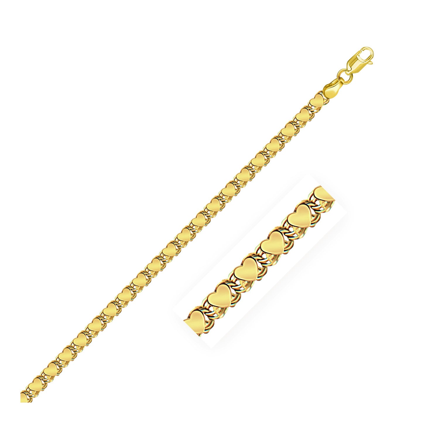 3.3mm 14k Yellow Gold Heart Chain