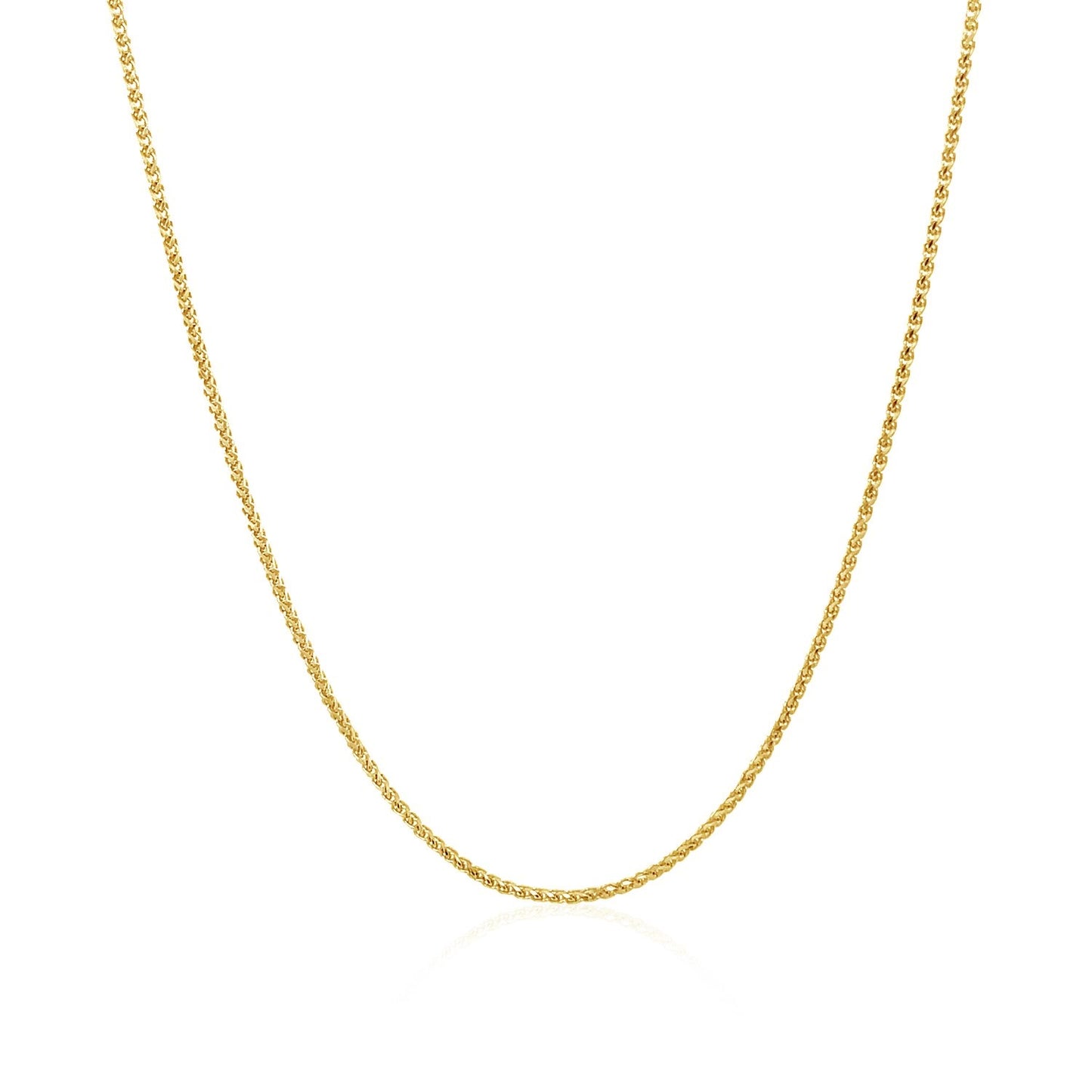 14k Yellow Gold Diamond Cut Round Wheat Chain 1.0mm