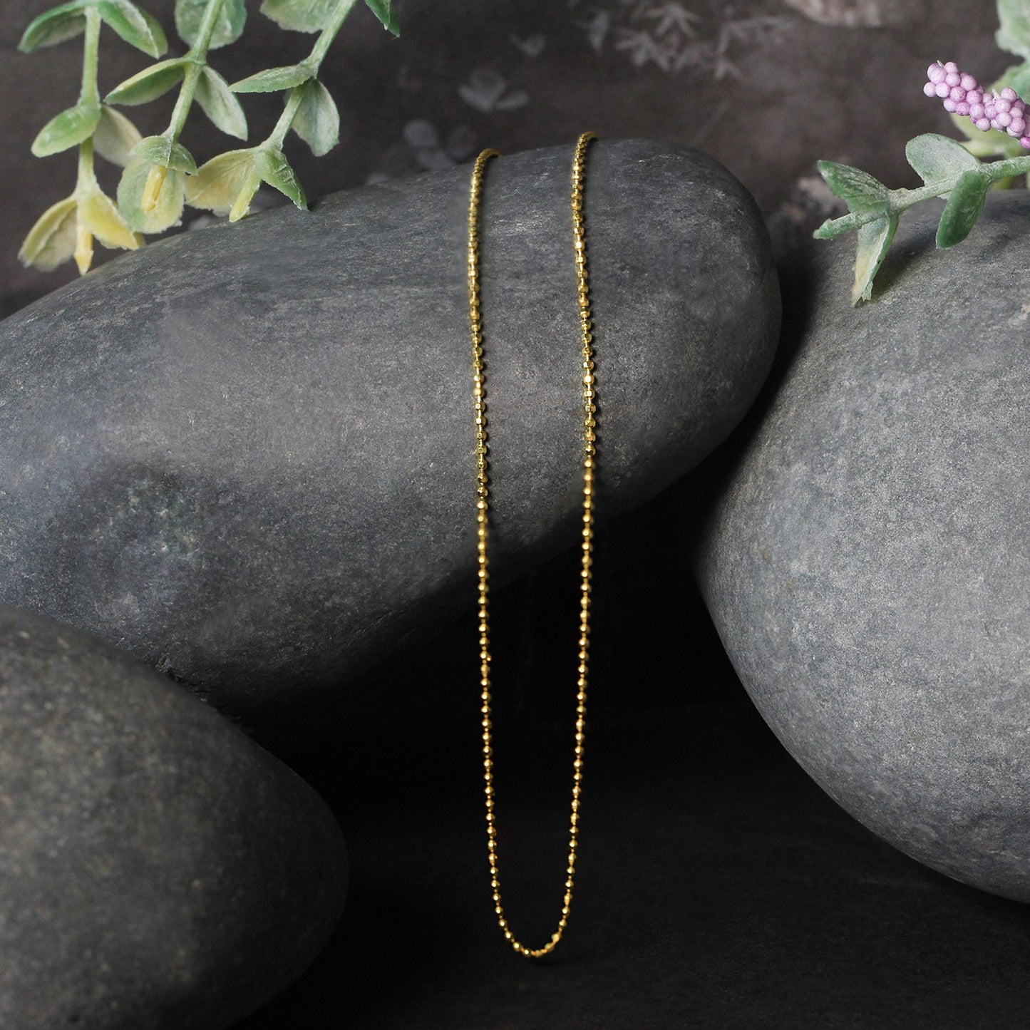 14k Yellow Gold Diamond-Cut Bead Chain 1.0mm