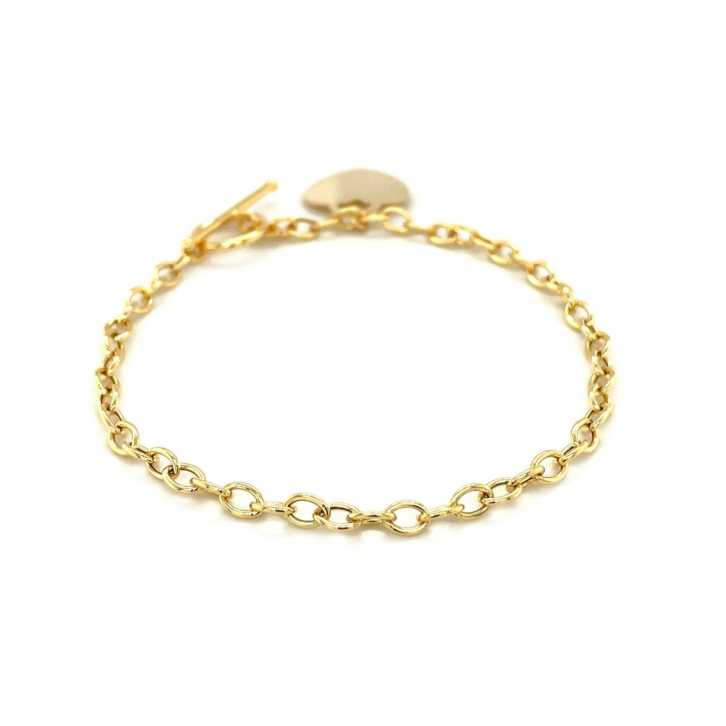 Toggle Bracelet with Heart Charm in 14k Yellow Gold