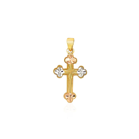 14k Tri Color Gold Cross Pendant