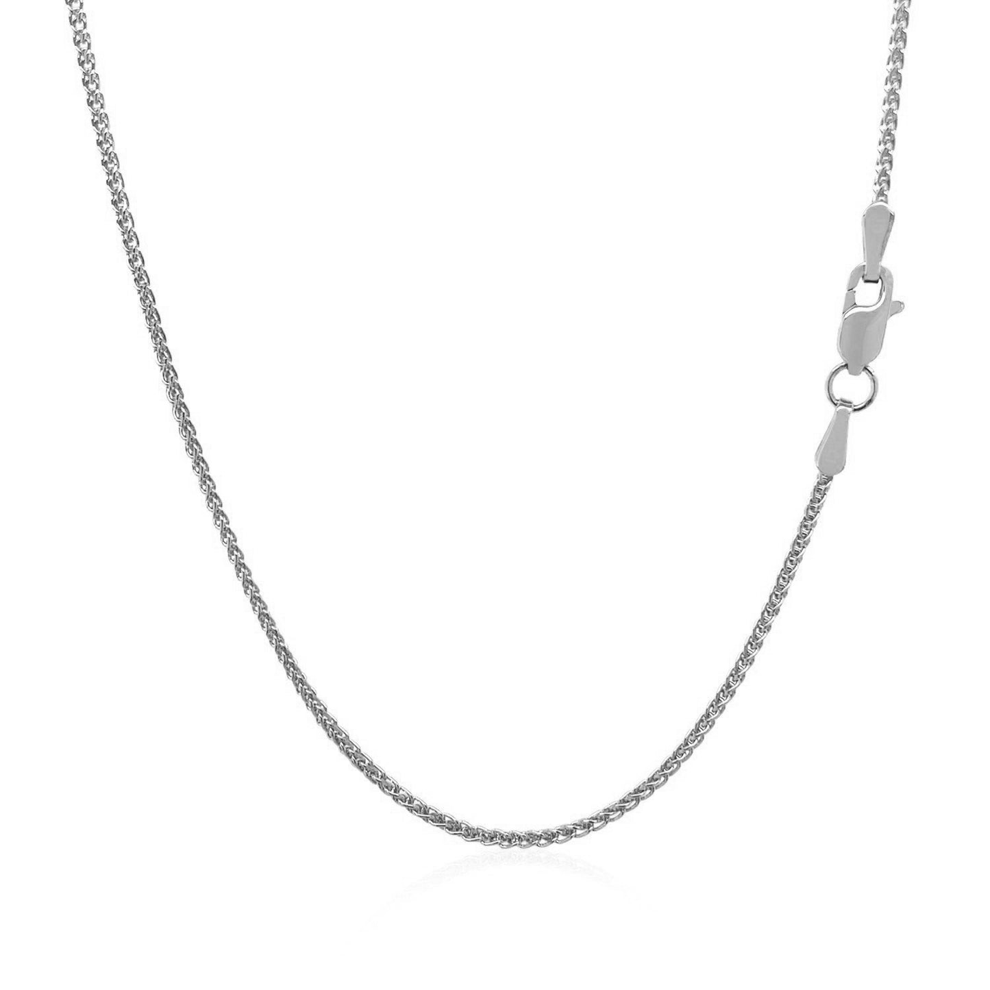 14k White Gold Diamond Cut Round Wheat Chain 1.2mm