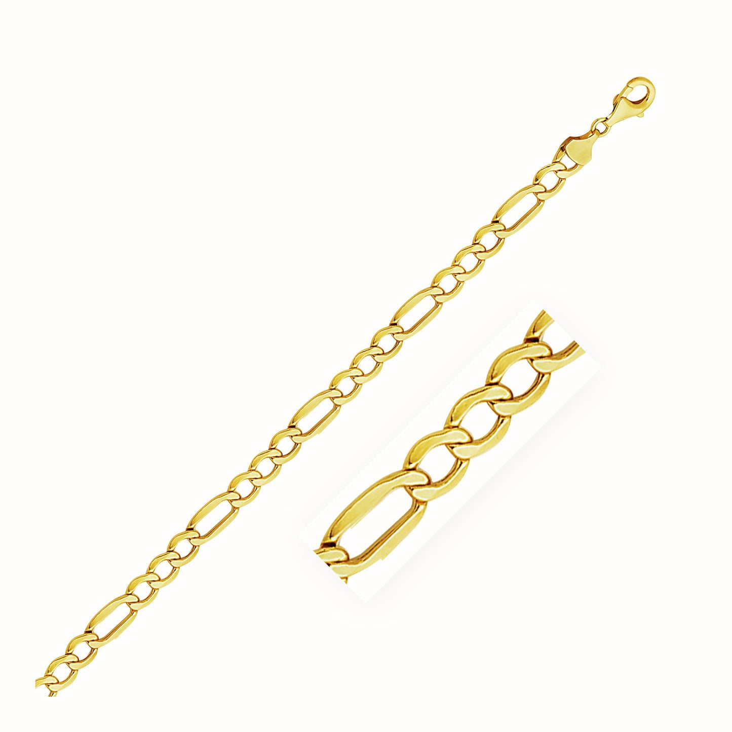 6.5mm 10k Yellow Gold Lite Figaro Chain