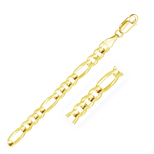 5.3mm 10K Yellow Gold Solid Figaro Chain