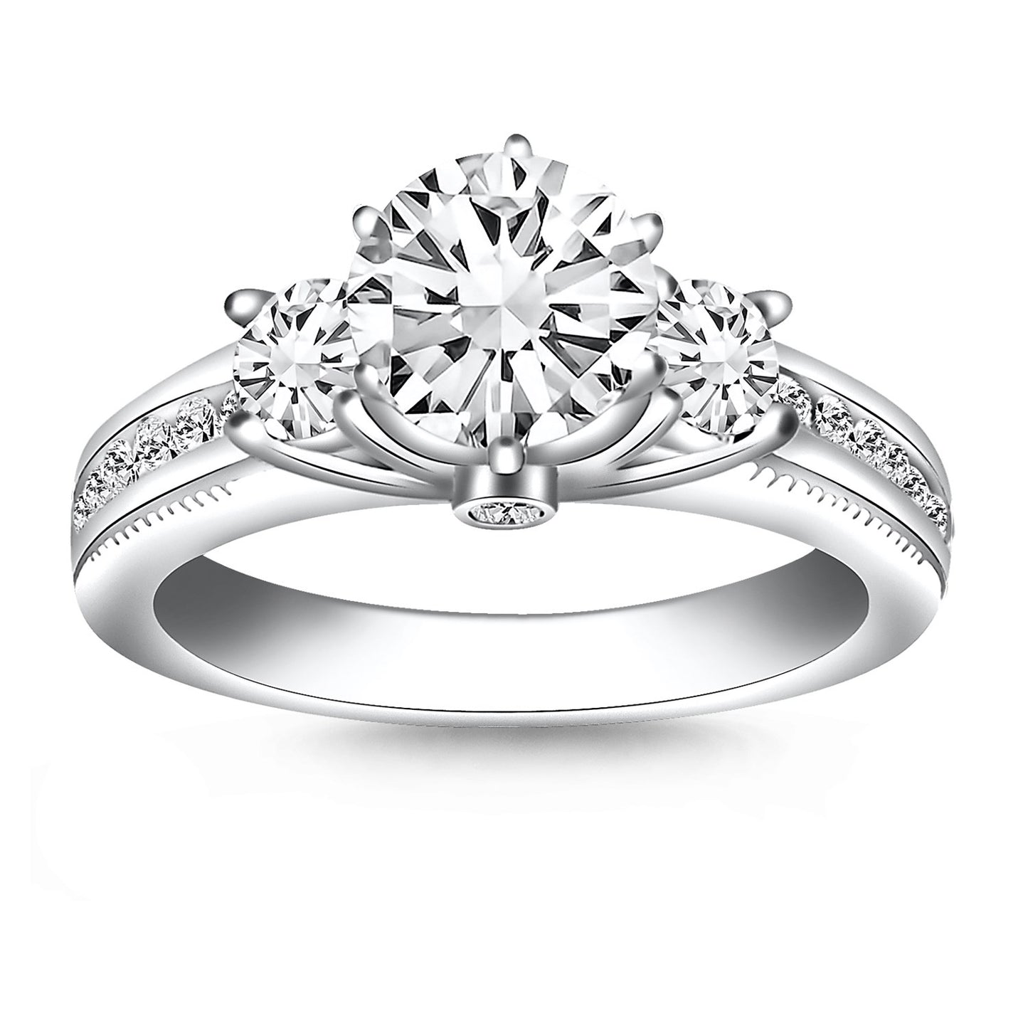 14k White Gold Multi Diamond Engagement Ring Mounting