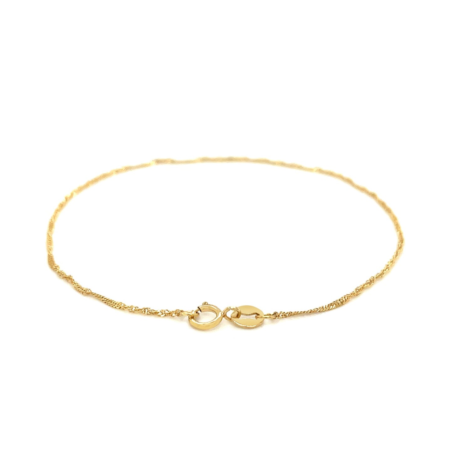 14k Yellow Gold Singapore Bracelet 1.0mm