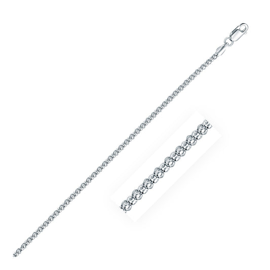 Rhodium Plated 2.5mm Sterling Silver Popcorn Style Chain