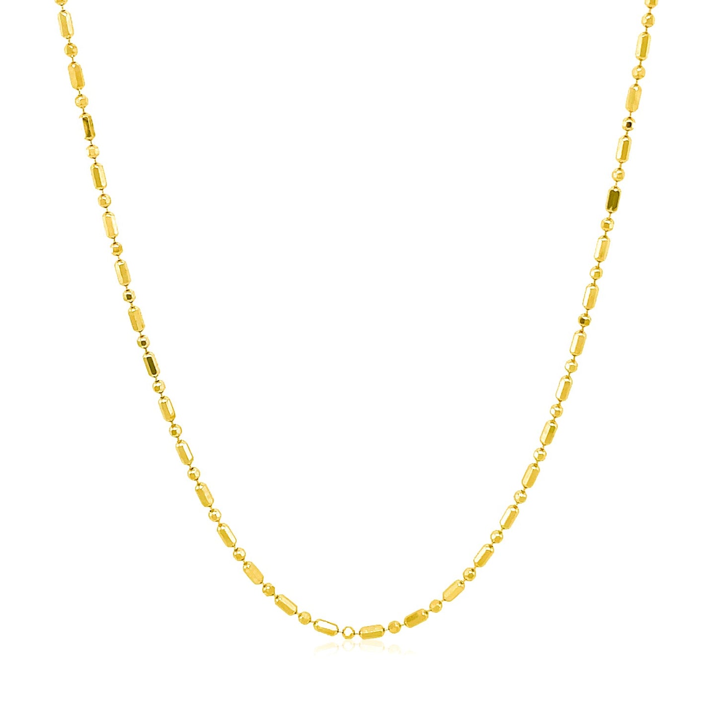 14k Yellow Gold Diamond-Cut Alternating Bead Chain 1.2mm