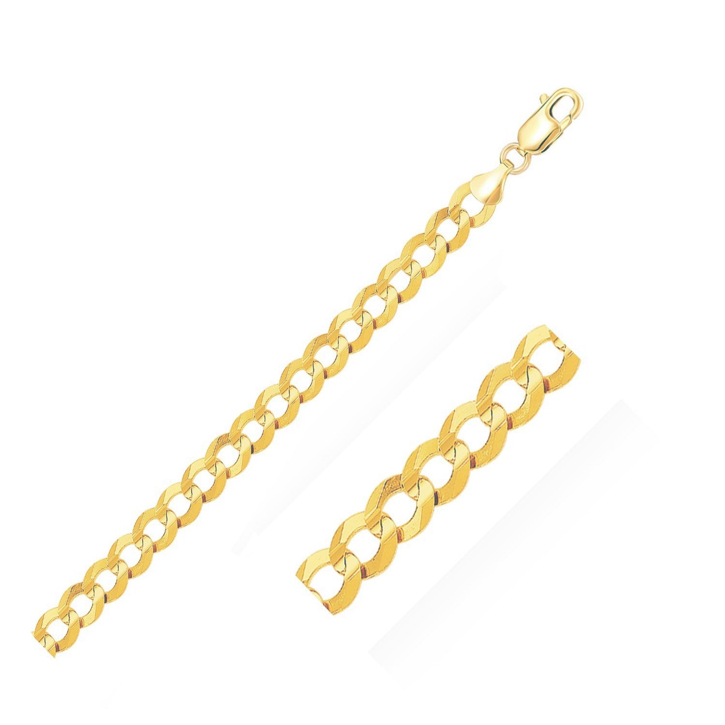 14k Yellow Gold Solid Curb Chain 10.0mm