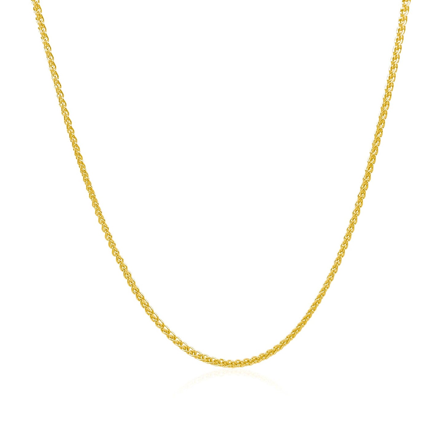 14k Yellow Gold Diamond Cut Round Wheat Chain 1.1mm