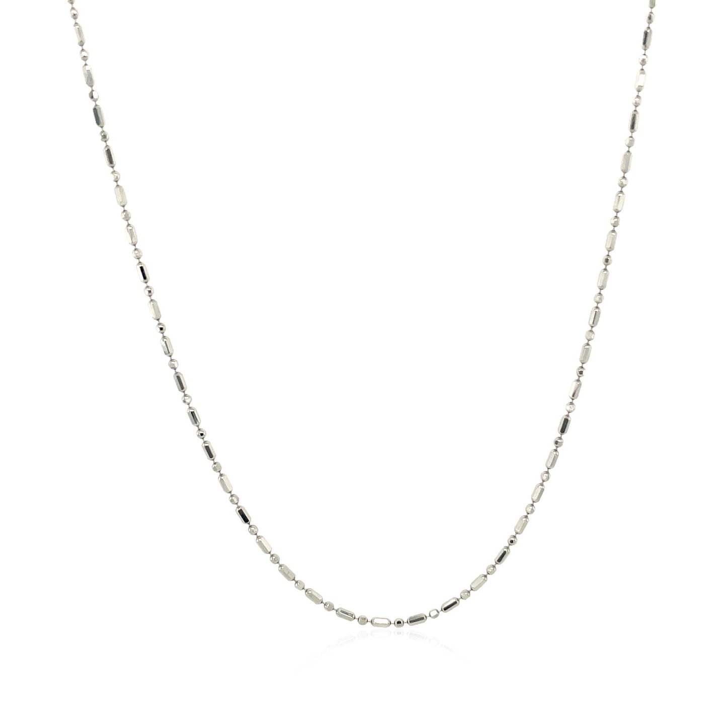 14k White Gold Diamond-Cut Bead Chain 1.0mm