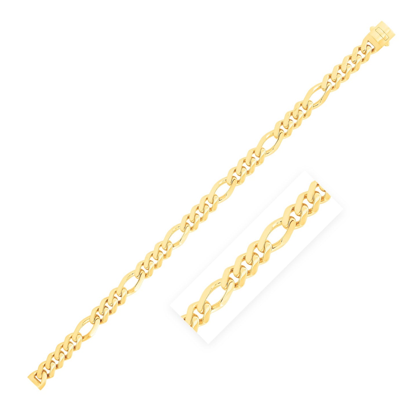 14k Yellow Gold High Polish Modern Lite Figaro Chain (8.0mm)