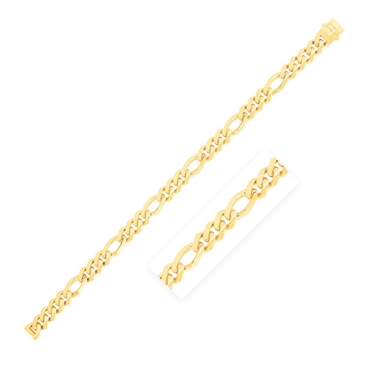 14k Yellow Gold High Polish Modern Lite Figaro Chain (8.0mm)