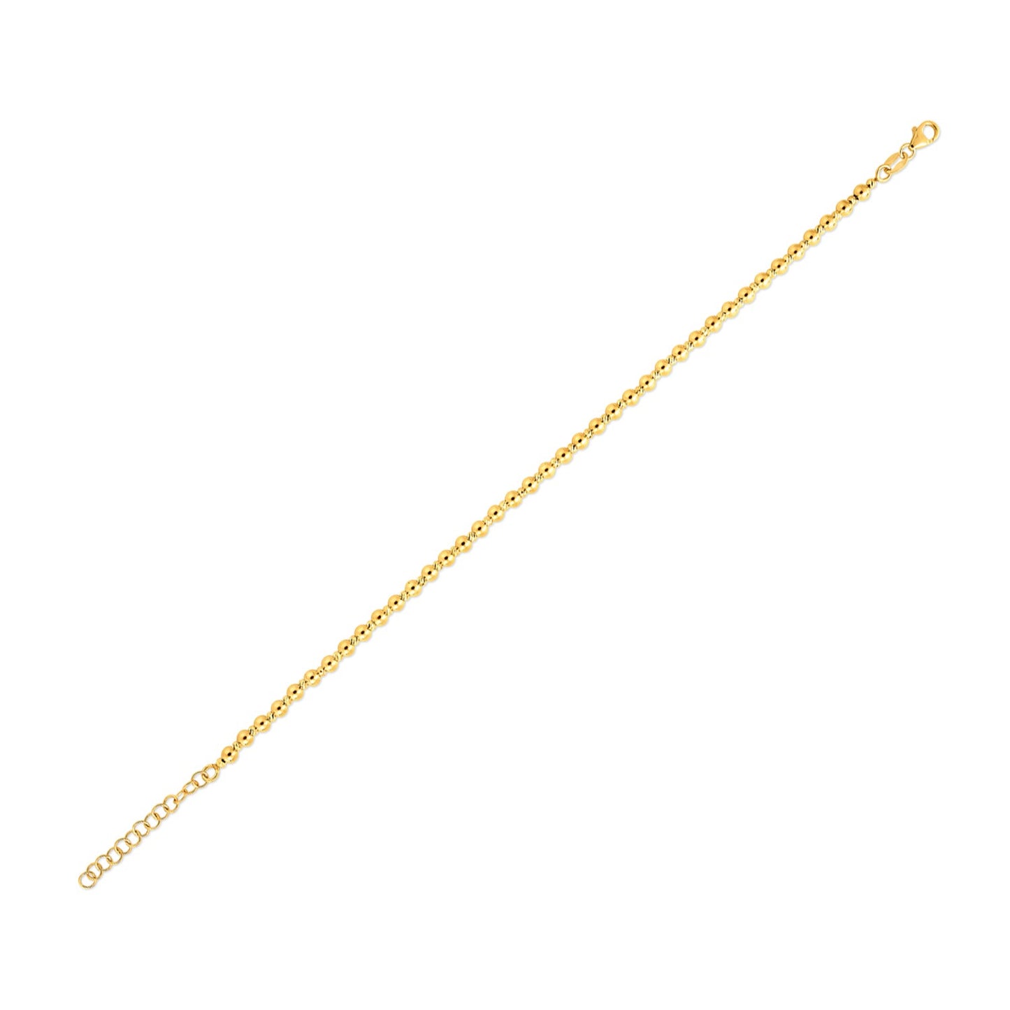 14k Yellow Gold Spaced Bead Bracelet (3mm)