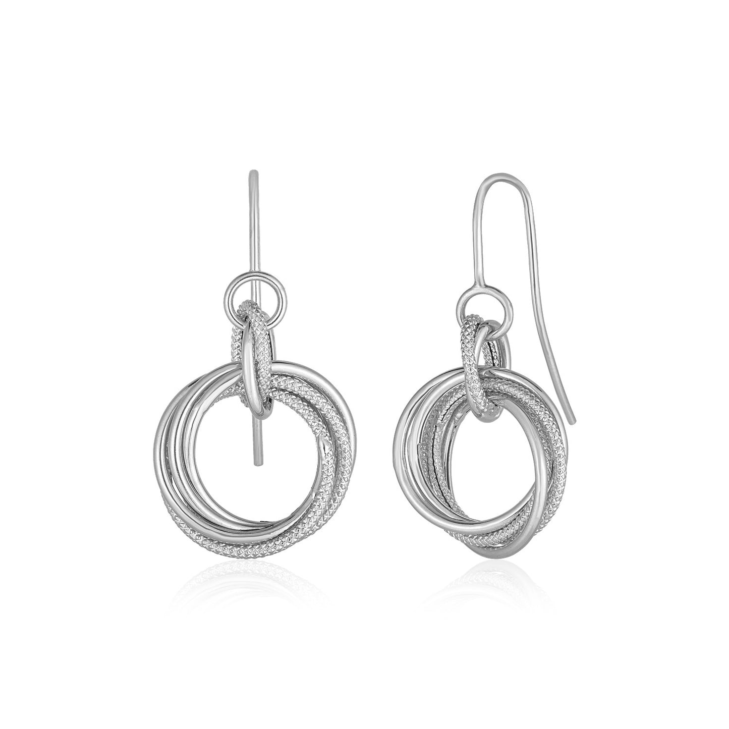 14k White Gold Earrings with Interlocking Circle Dangles